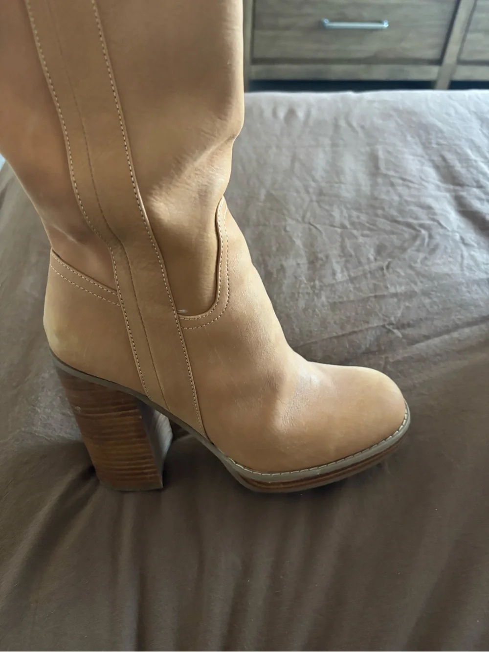 Jennifer Lopez Camel Over-the-Knee Leather Boots